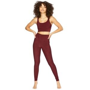 Beach Riot Maroon Ribbed Leggings Small NWOT